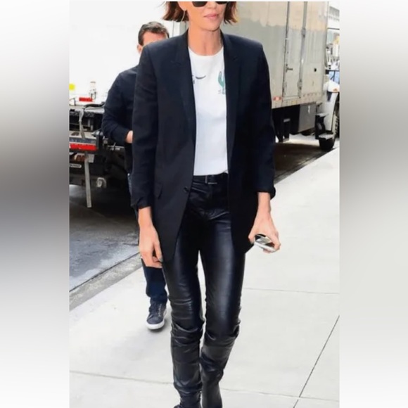 Vince 100% Leather Suede Black skinny leggings Size S / P - Picture 2 of 10